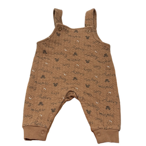 Disney Brown Kids Overalls with Mickey and Minnie Print